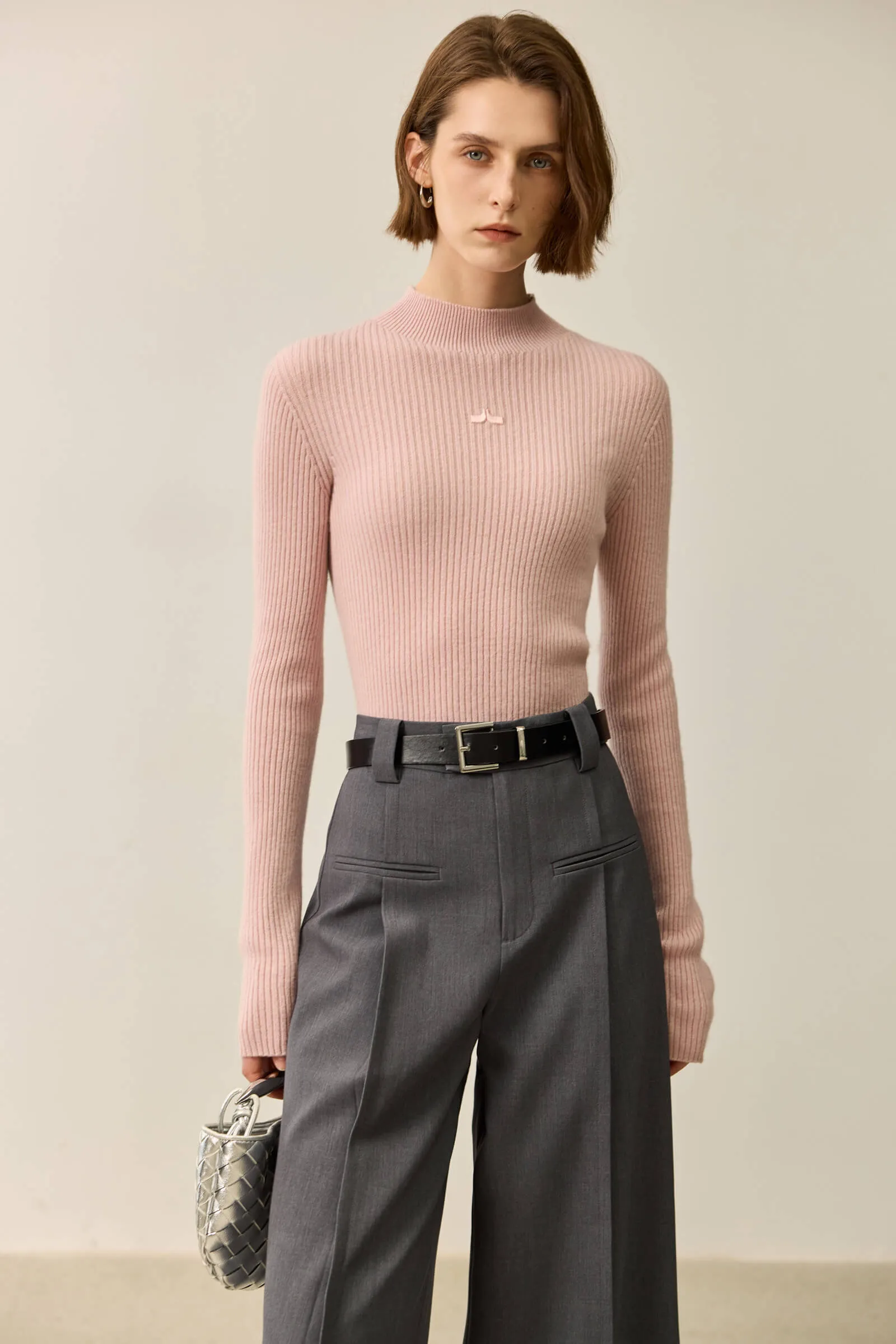 LILY Merino Wool Versatile Half-Turtleneck Sweater