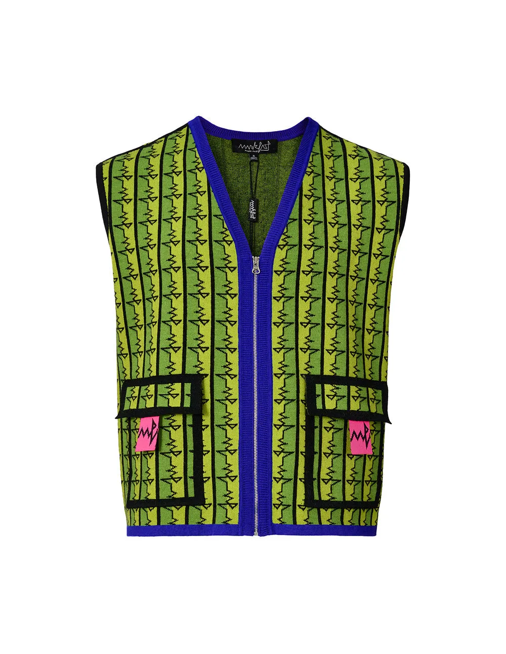 MARK FAST V-neck flap pocket wool blend knit vest