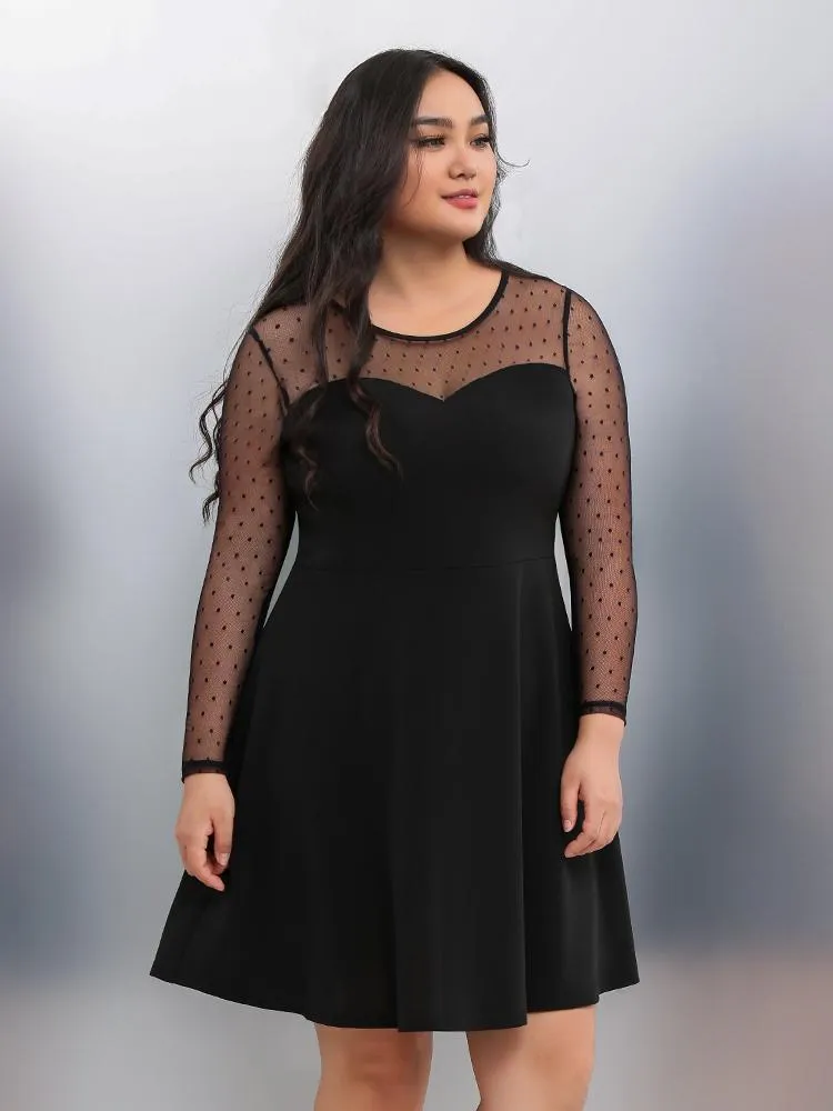 Mesh Long Sleeve Dress