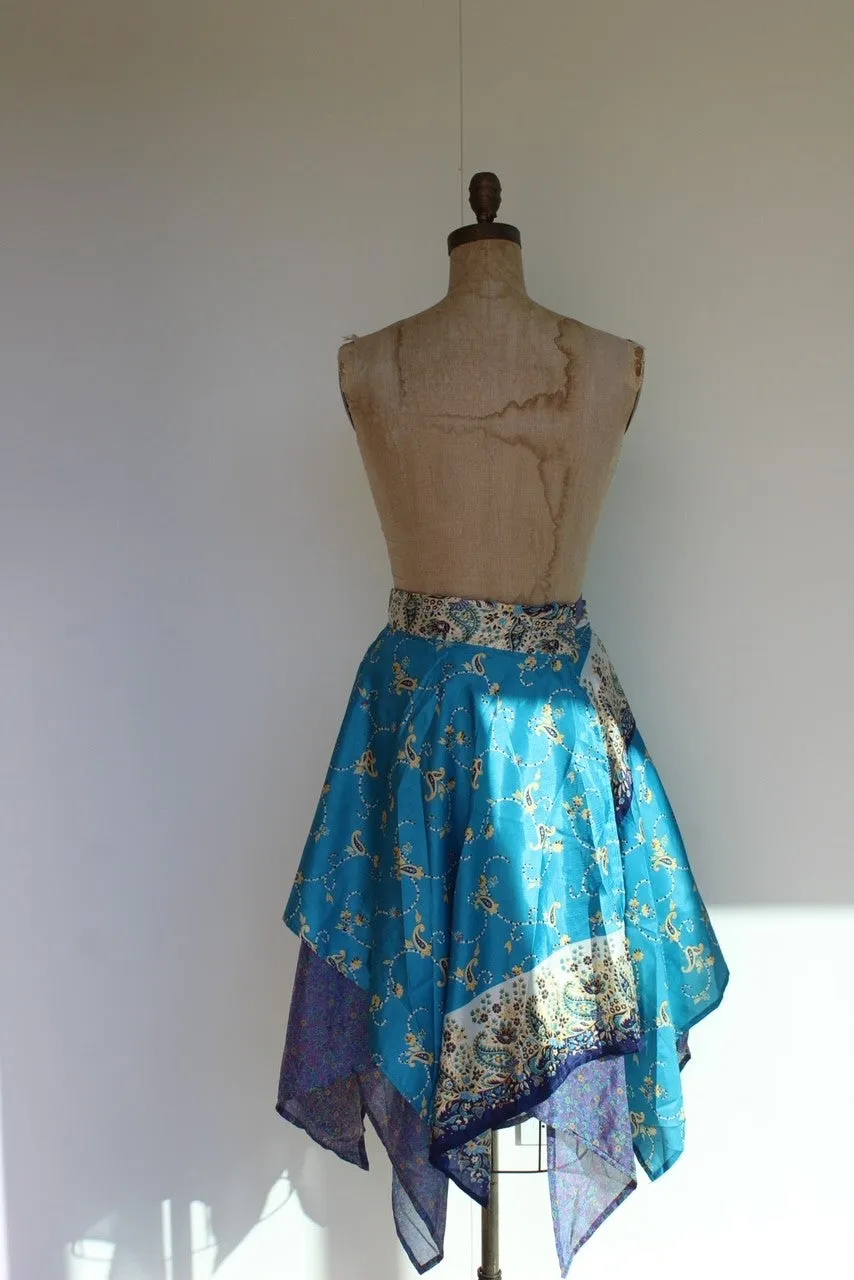 Midi Diamond Multi Wear Reversible Skirt - Blue Flower Mix