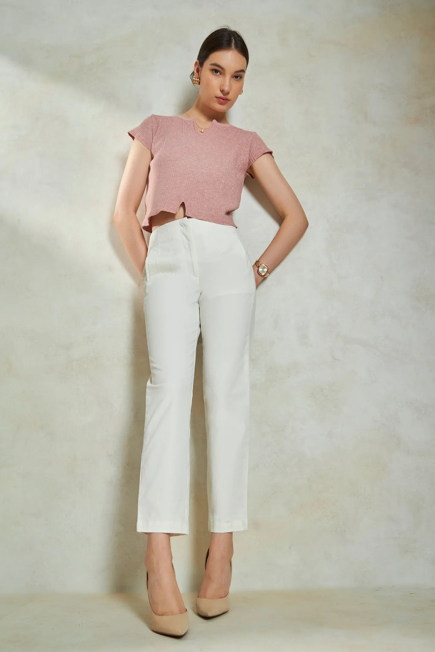 Millie|Tapered Cotton Trousers