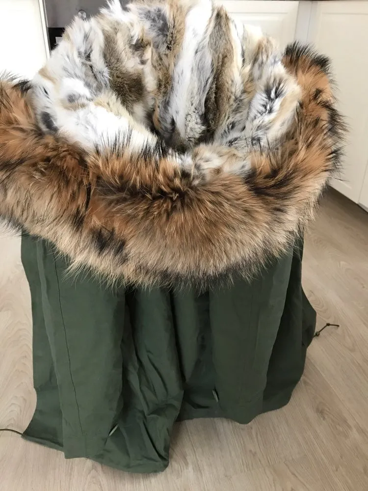 Natural Fox Fur Green Parka