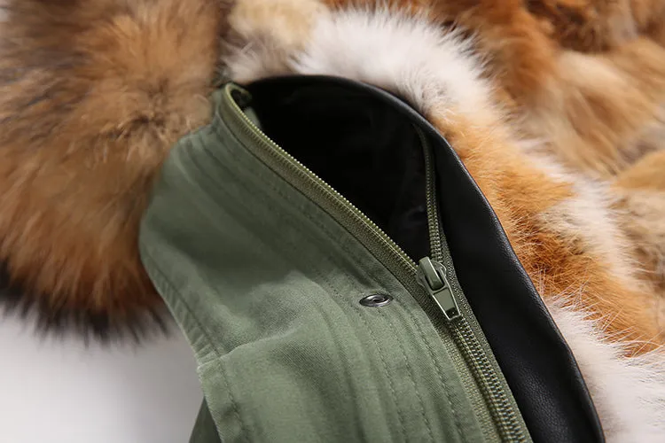 Natural Fox Fur Green Parka