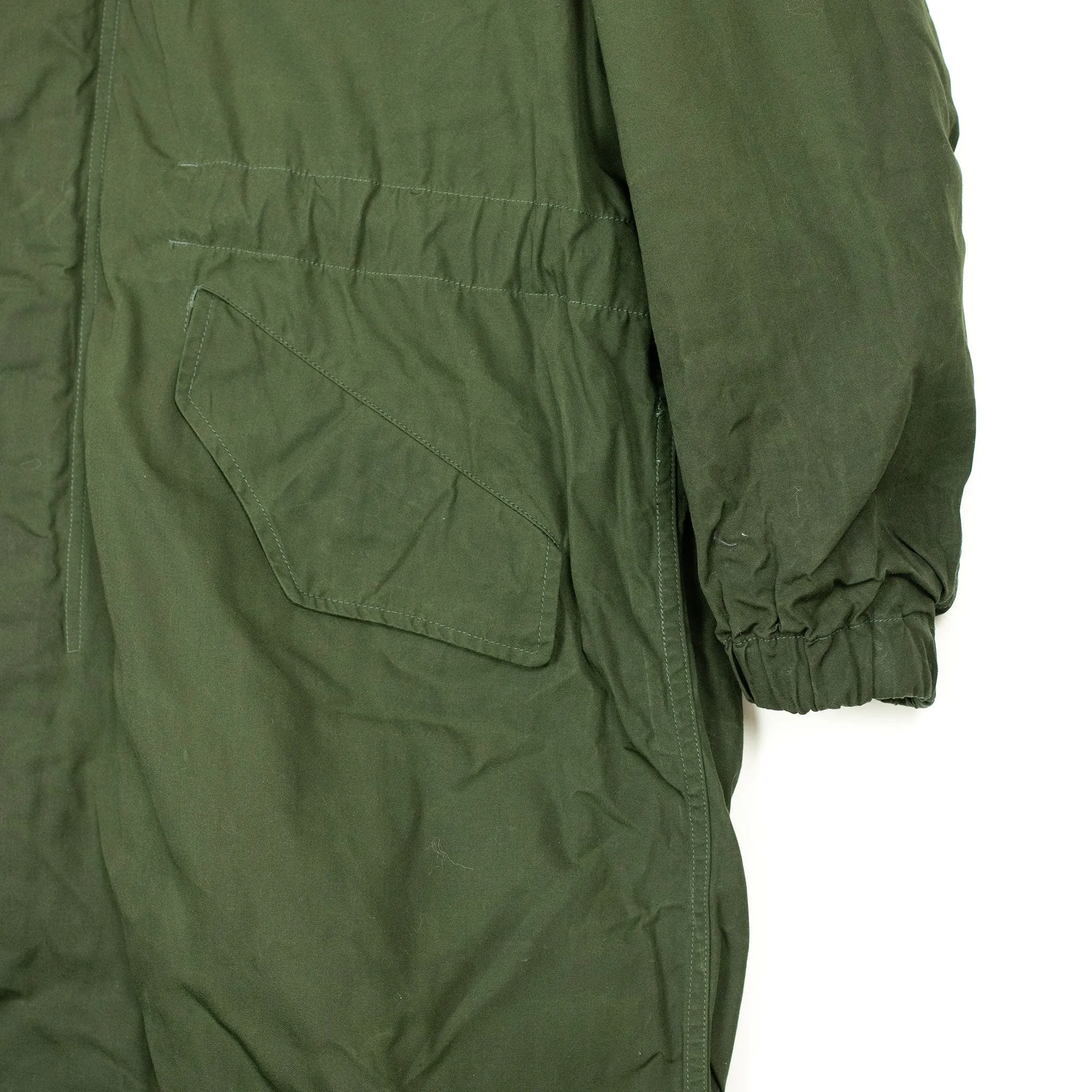 Parka in olive waxed cotton with removable faux-fur lining (10th anniversary capsule)