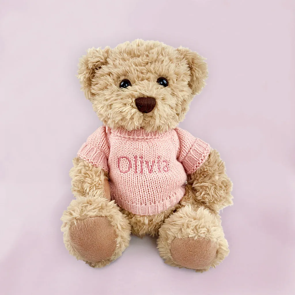 Personalised Bertie Bear with Blanket, Pink