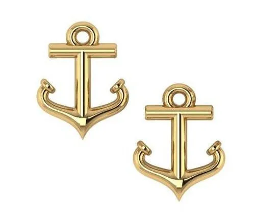 Petite 14k Gold Anchor Stud Earrings