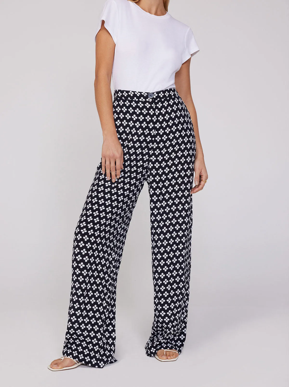 Phoenix Black Polka Floral Trousers