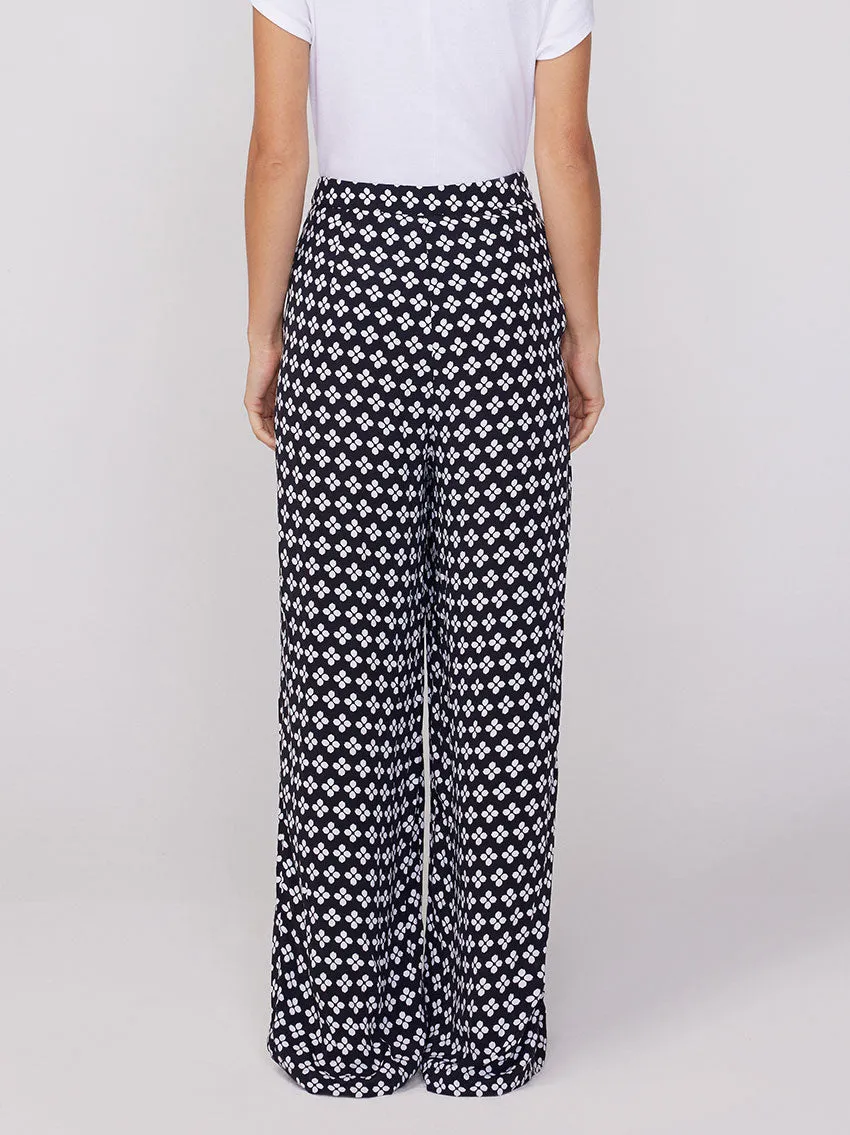 Phoenix Black Polka Floral Trousers