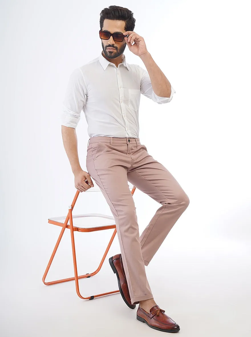 Pink Solid Neo Fit Casual Trouser | Greenfibre