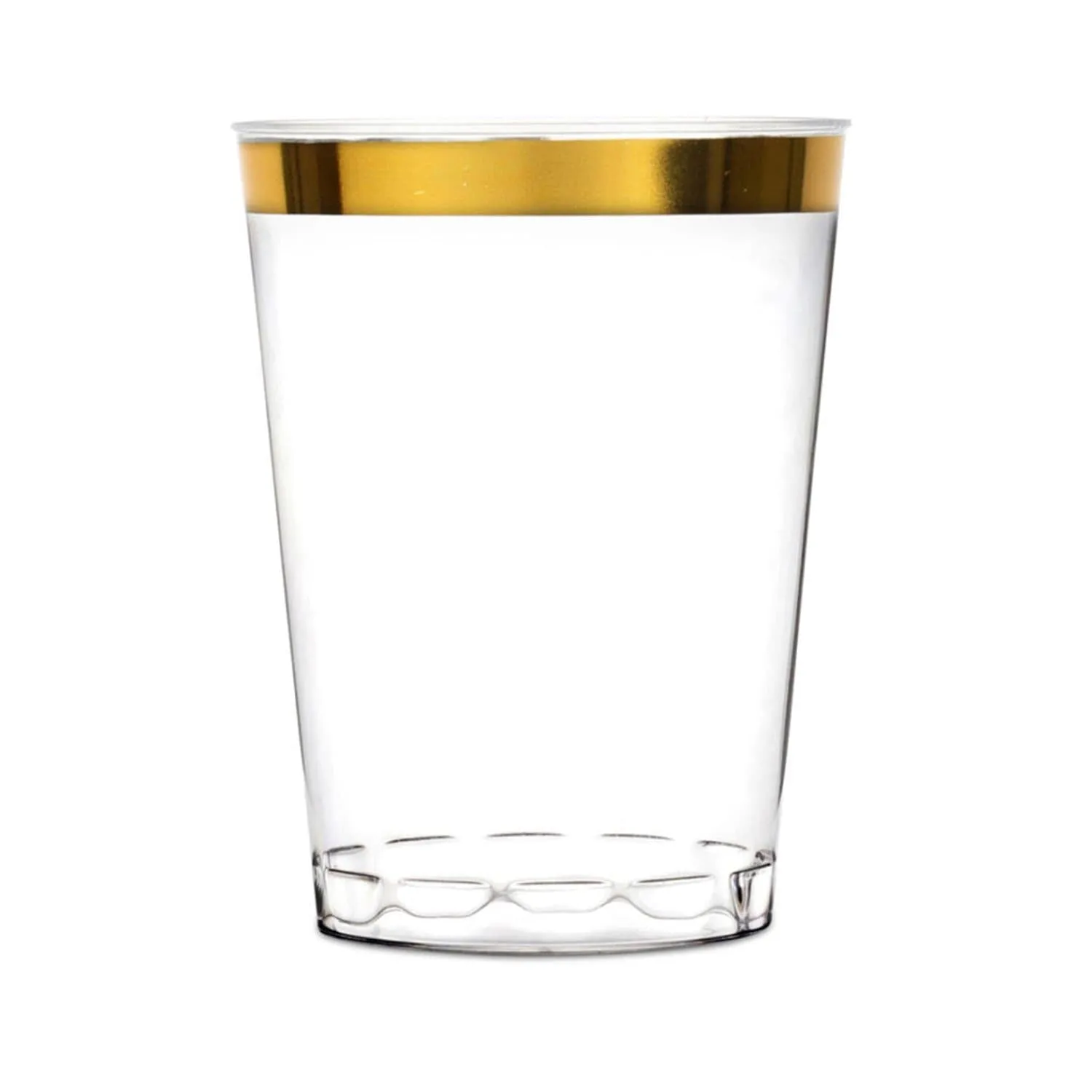 "BULK" Plastic Disposable Cups Gold Rim Tumblers 10 oz Jumbo Pack