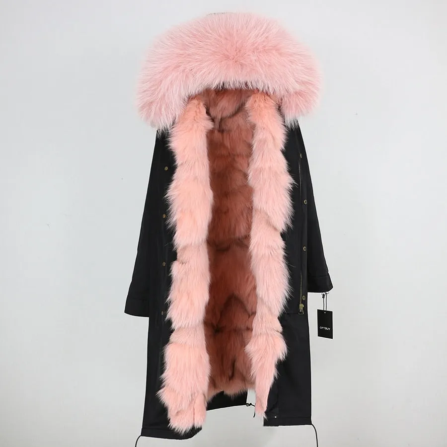 REAL FULL FUR PARKA AND LINER LONG WATERPROOF COATS (MULTI-COLORS)