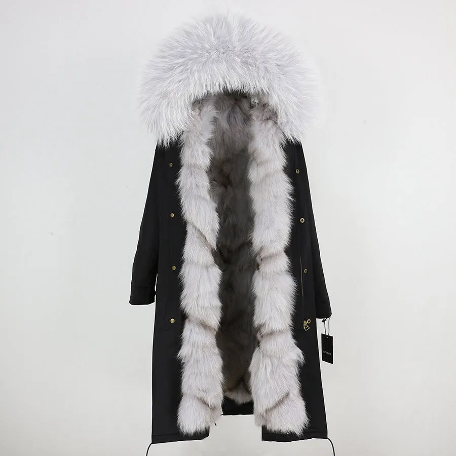 REAL FULL FUR PARKA AND LINER LONG WATERPROOF COATS (MULTI-COLORS)