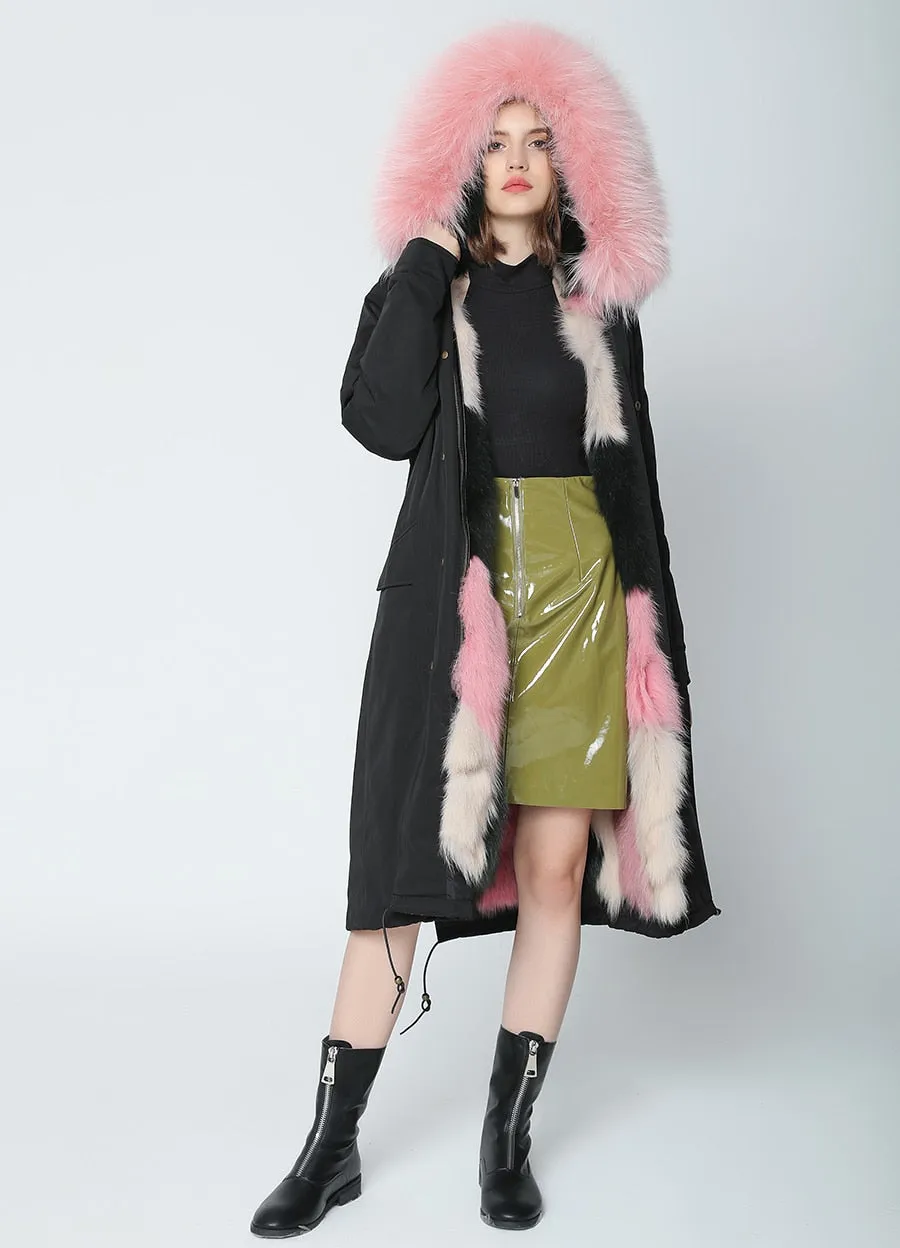 REAL FULL FUR PARKA AND LINER LONG WATERPROOF COATS (MULTI-COLORS)