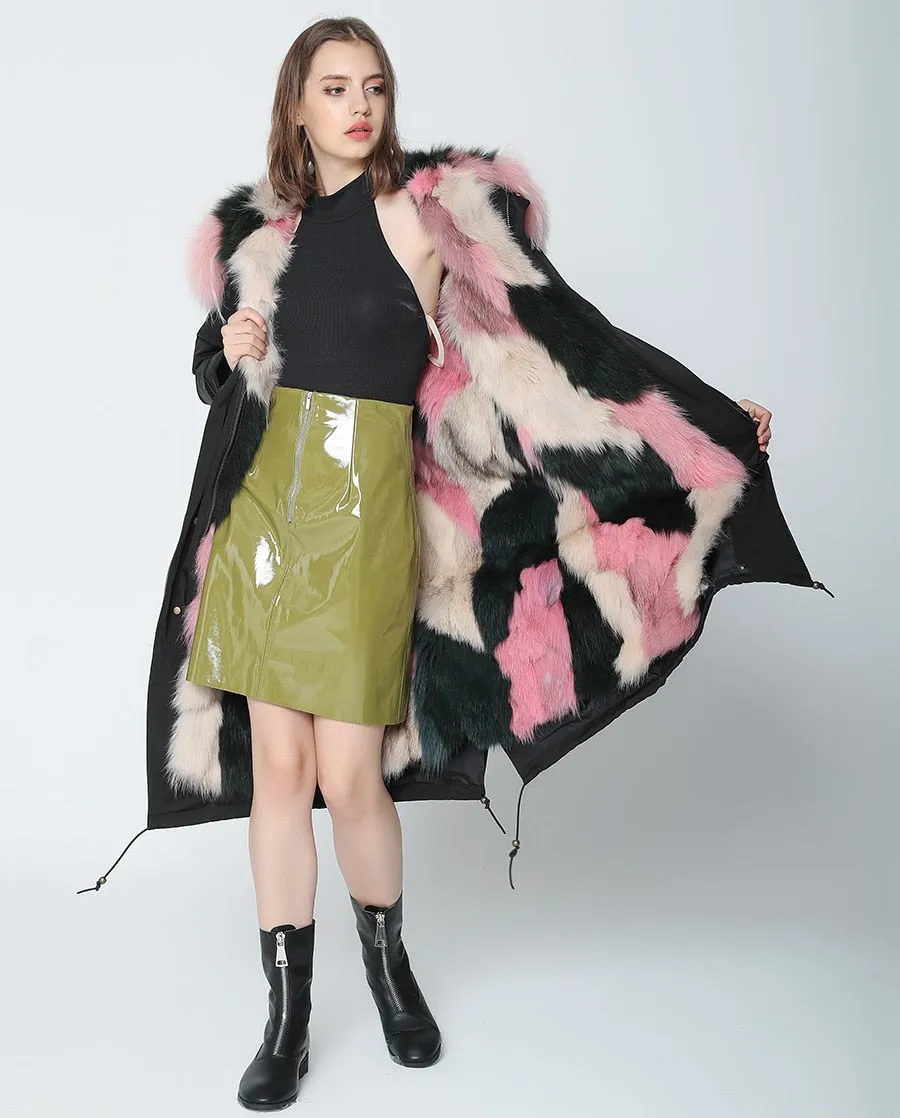 REAL FULL FUR PARKA AND LINER LONG WATERPROOF COATS (MULTI-COLORS)