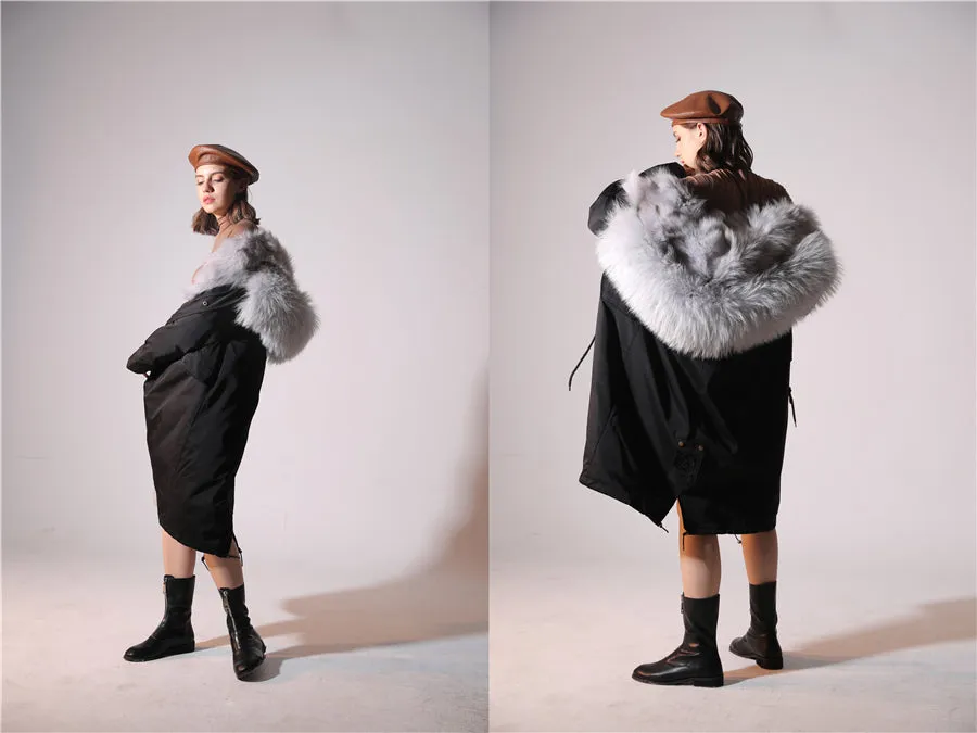 REAL FULL FUR PARKA AND LINER LONG WATERPROOF COATS (MULTI-COLORS)