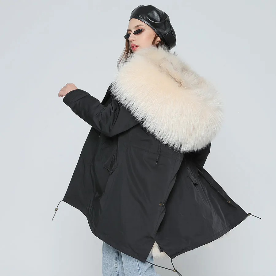 REAL FULL FUR PARKA AND LINER LONG WATERPROOF COATS (MULTI-COLORS)