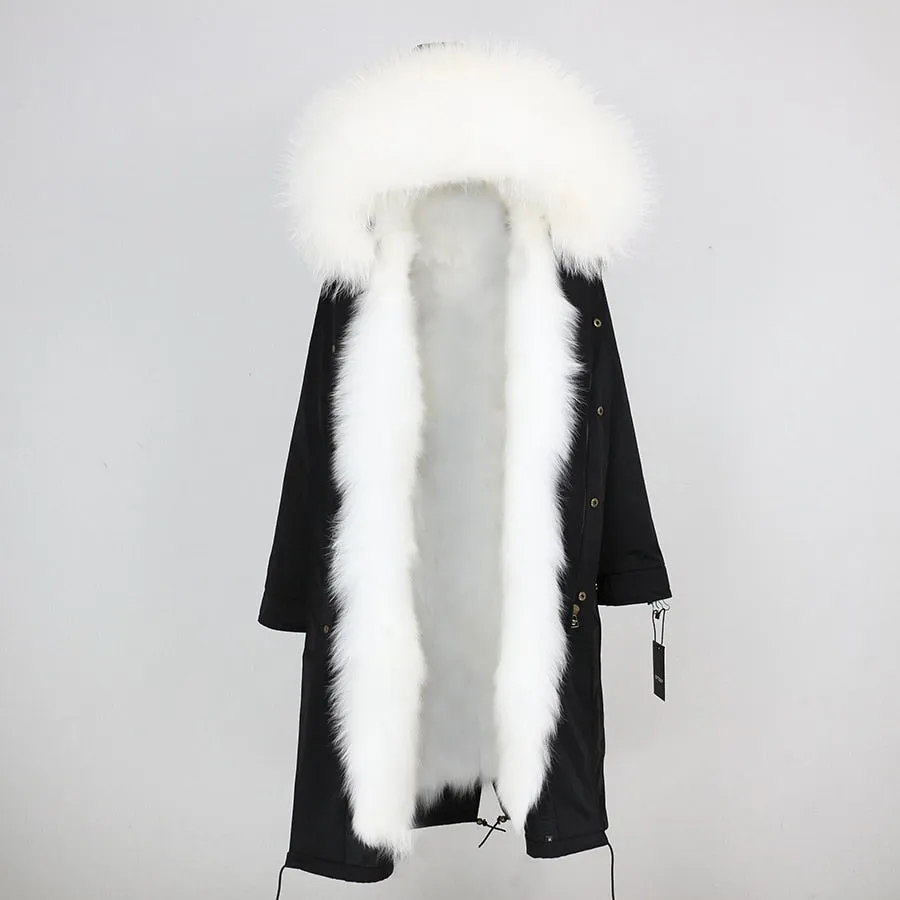 REAL FULL FUR PARKA AND LINER LONG WATERPROOF COATS (MULTI-COLORS)