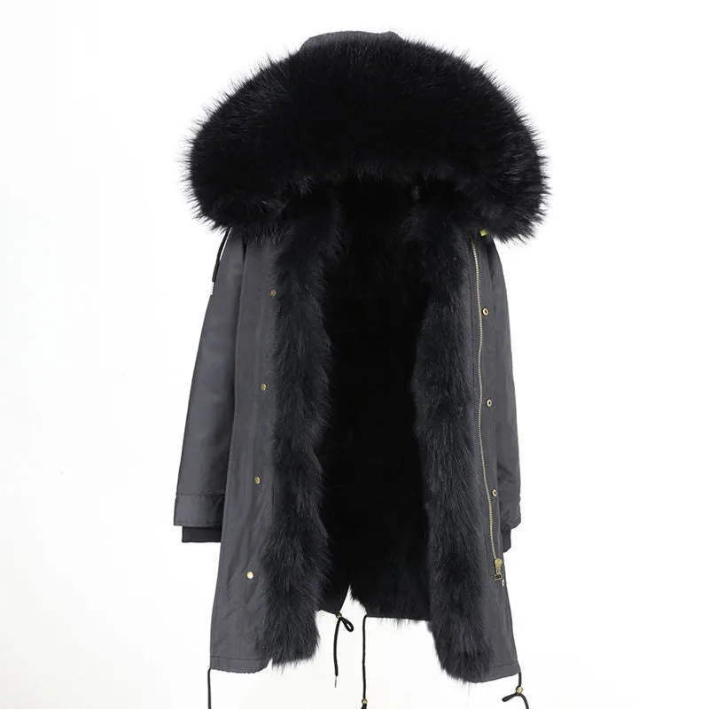 REAL FULL FUR PARKA AND LINER LONG WATERPROOF COATS (MULTI-COLORS)