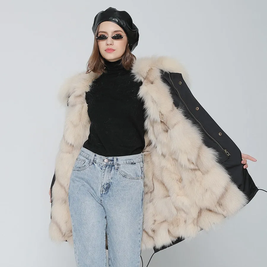 REAL FULL FUR PARKA AND LINER LONG WATERPROOF COATS (MULTI-COLORS)