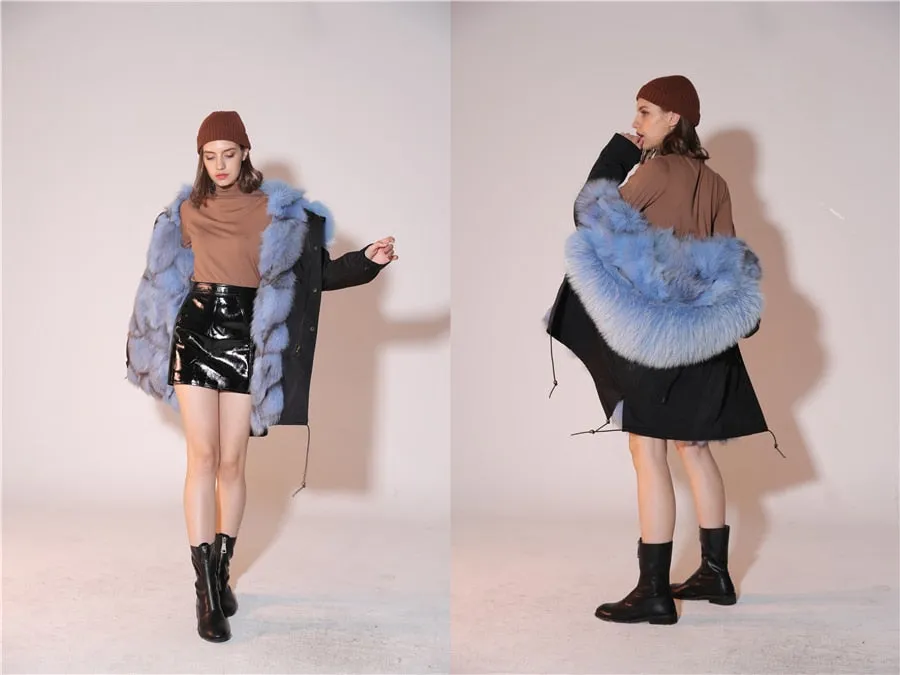 REAL FULL FUR PARKA AND LINER LONG WATERPROOF COATS (MULTI-COLORS)