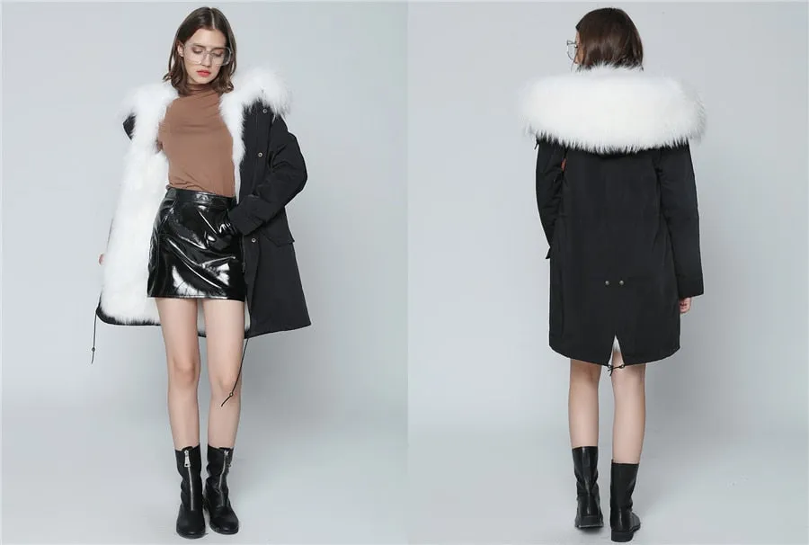 REAL FULL FUR PARKA AND LINER LONG WATERPROOF COATS (MULTI-COLORS)