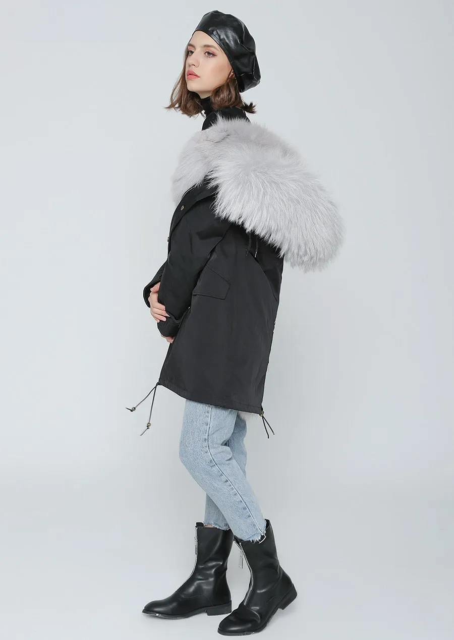 REAL FULL FUR PARKA AND LINER LONG WATERPROOF COATS (MULTI-COLORS)