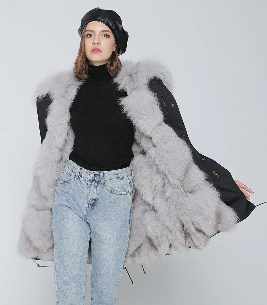 REAL FULL FUR PARKA AND LINER LONG WATERPROOF COATS (MULTI-COLORS)