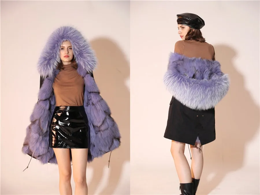 REAL FULL FUR PARKA AND LINER LONG WATERPROOF COATS (MULTI-COLORS)