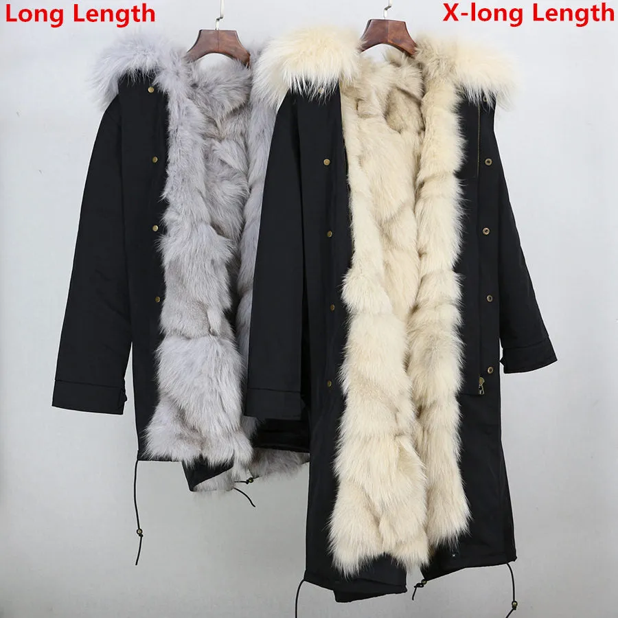 REAL FULL FUR PARKA AND LINER LONG WATERPROOF COATS (MULTI-COLORS)