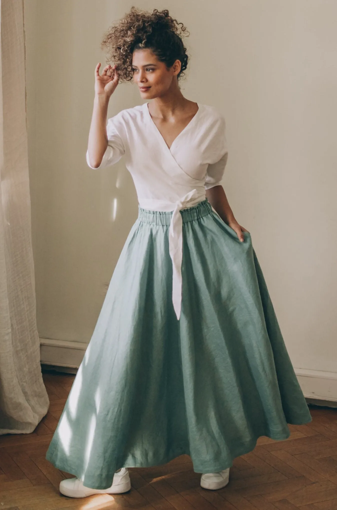 Rich Linen Midi Skirt