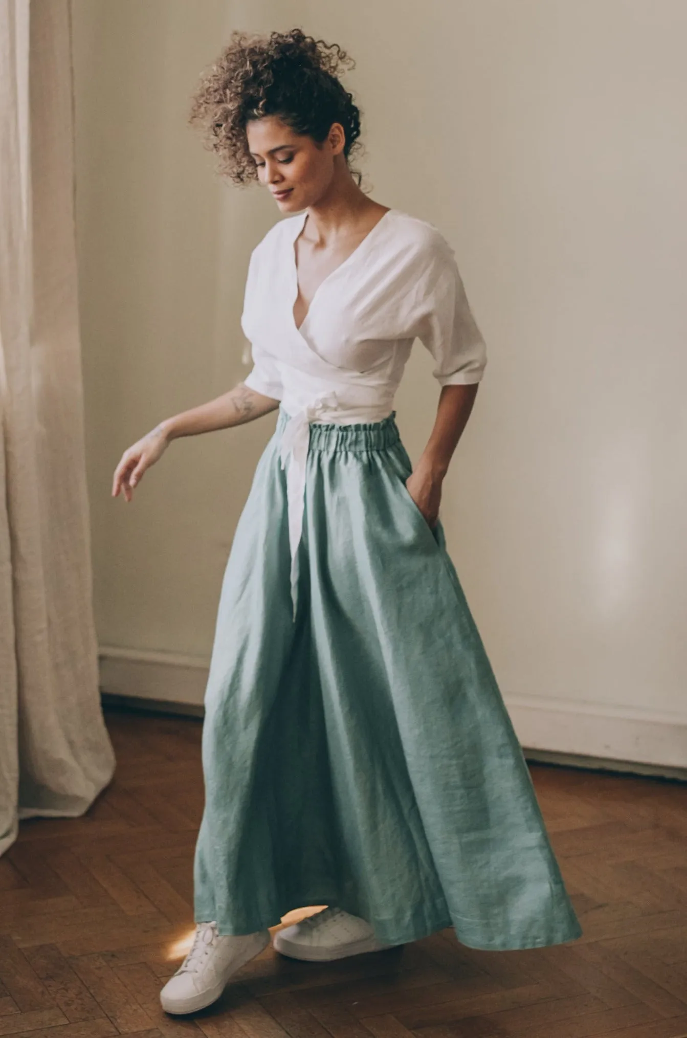 Rich Linen Midi Skirt