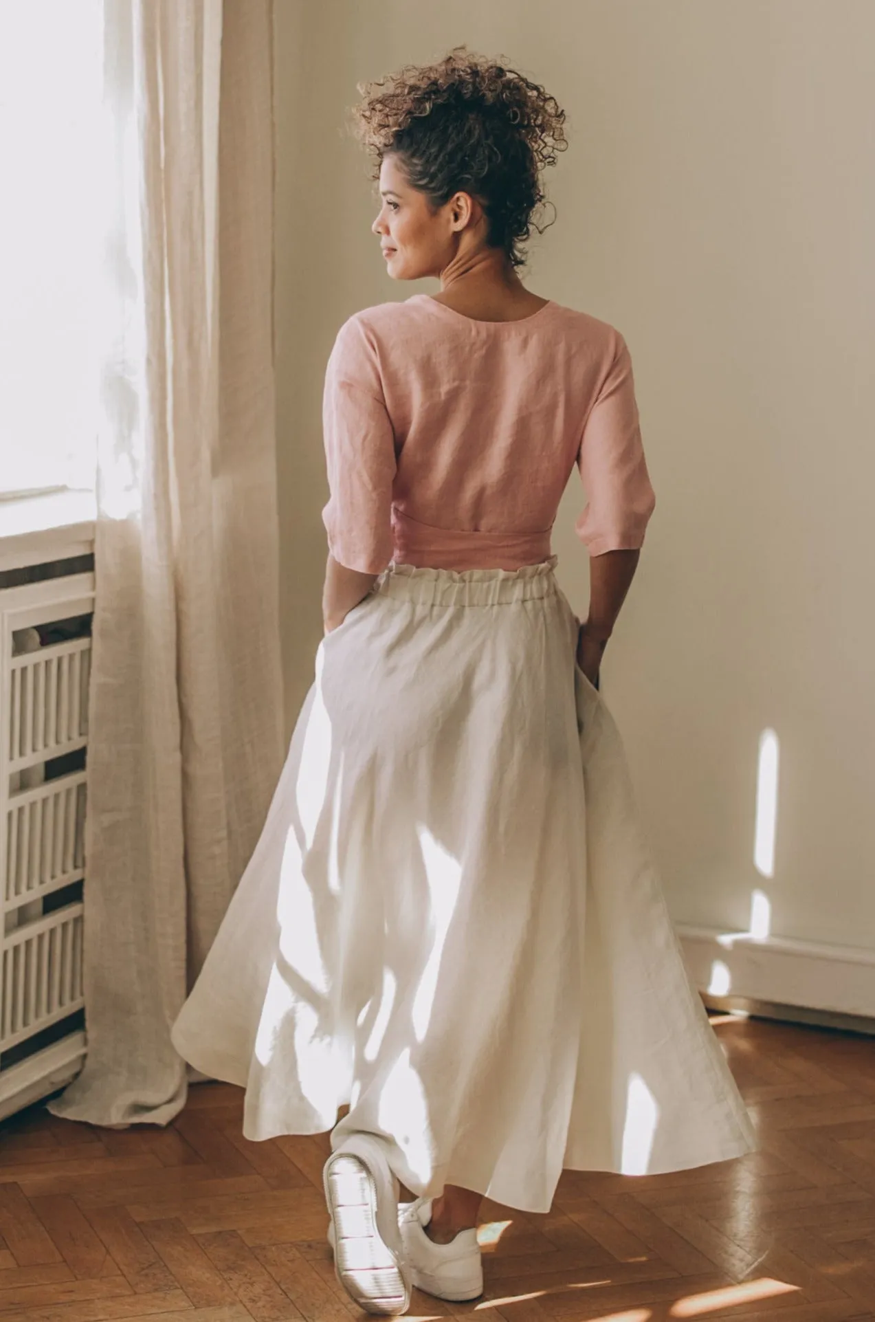 Rich Linen Midi Skirt