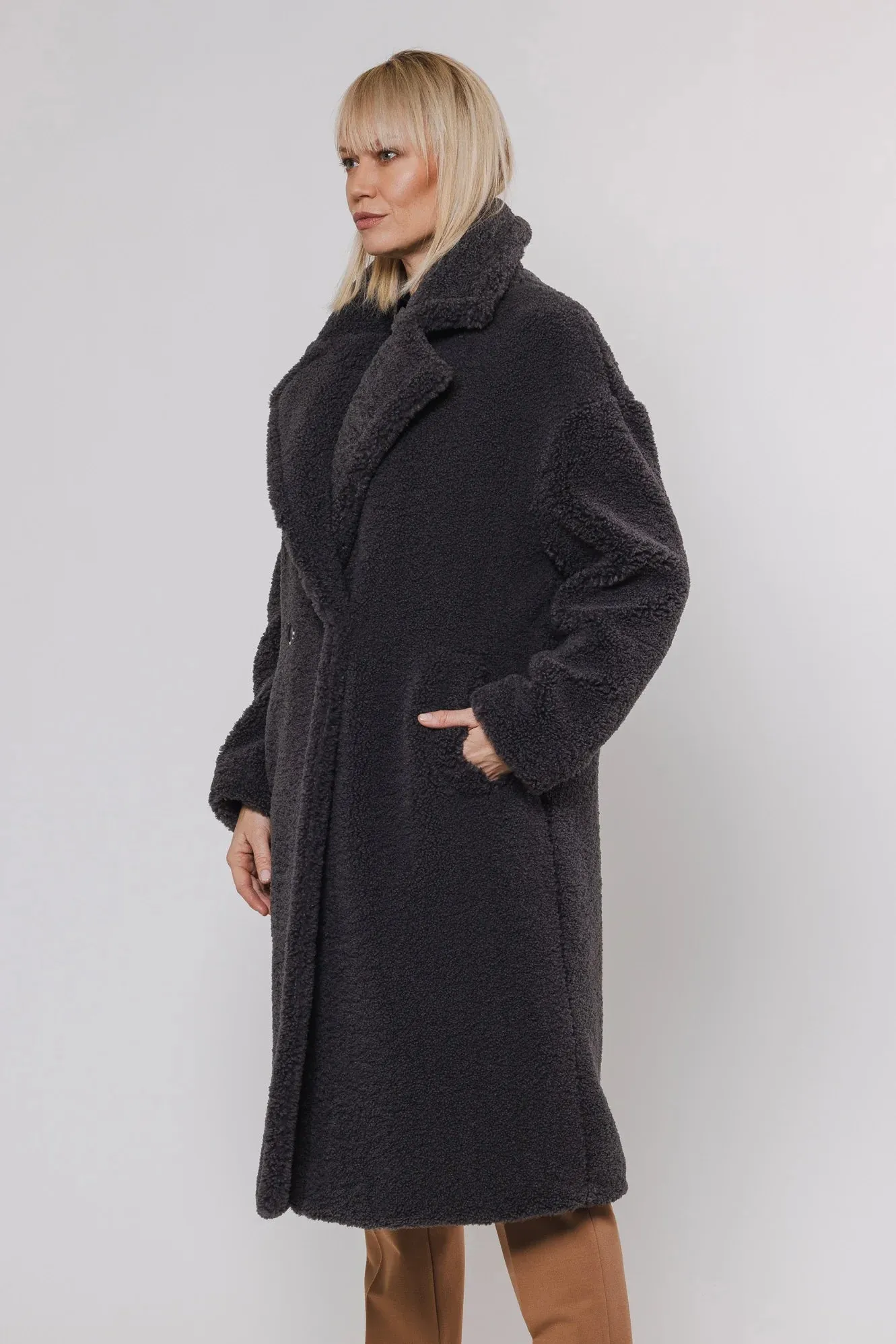 Rino & Pelle - Elicia Teddy Double Breasted Coat (Graphite)