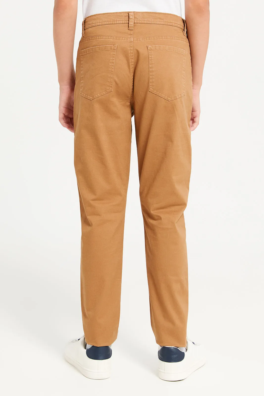 Senior Boys Beige Slim Fit Trousers