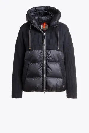 Sina Navy Puffer Jacket With Knit Contrast