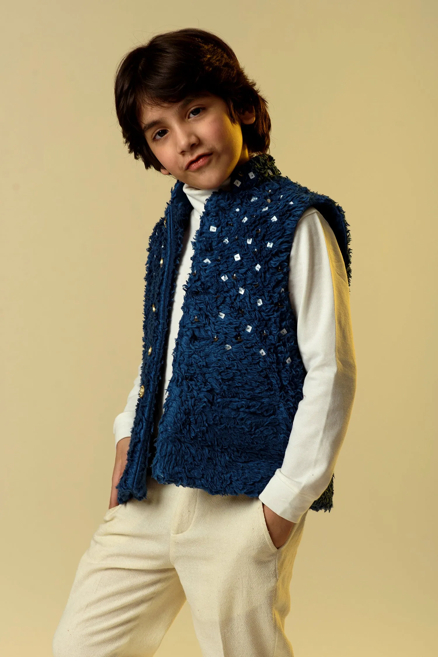 Skyline Glint- Organic Sherpa Lincoln Waistcoat For Boys