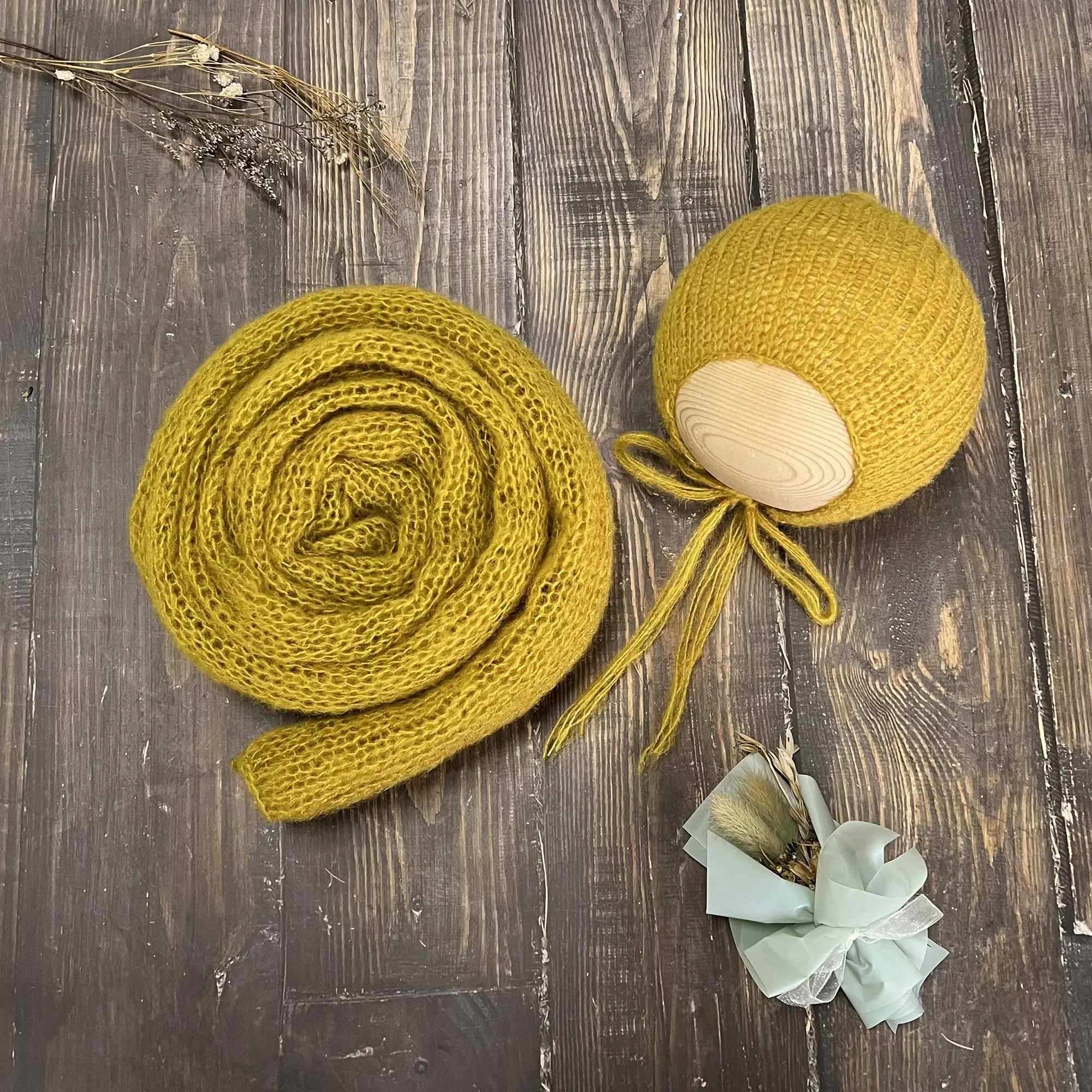 Soft Knit Wrap with Bonnet Set