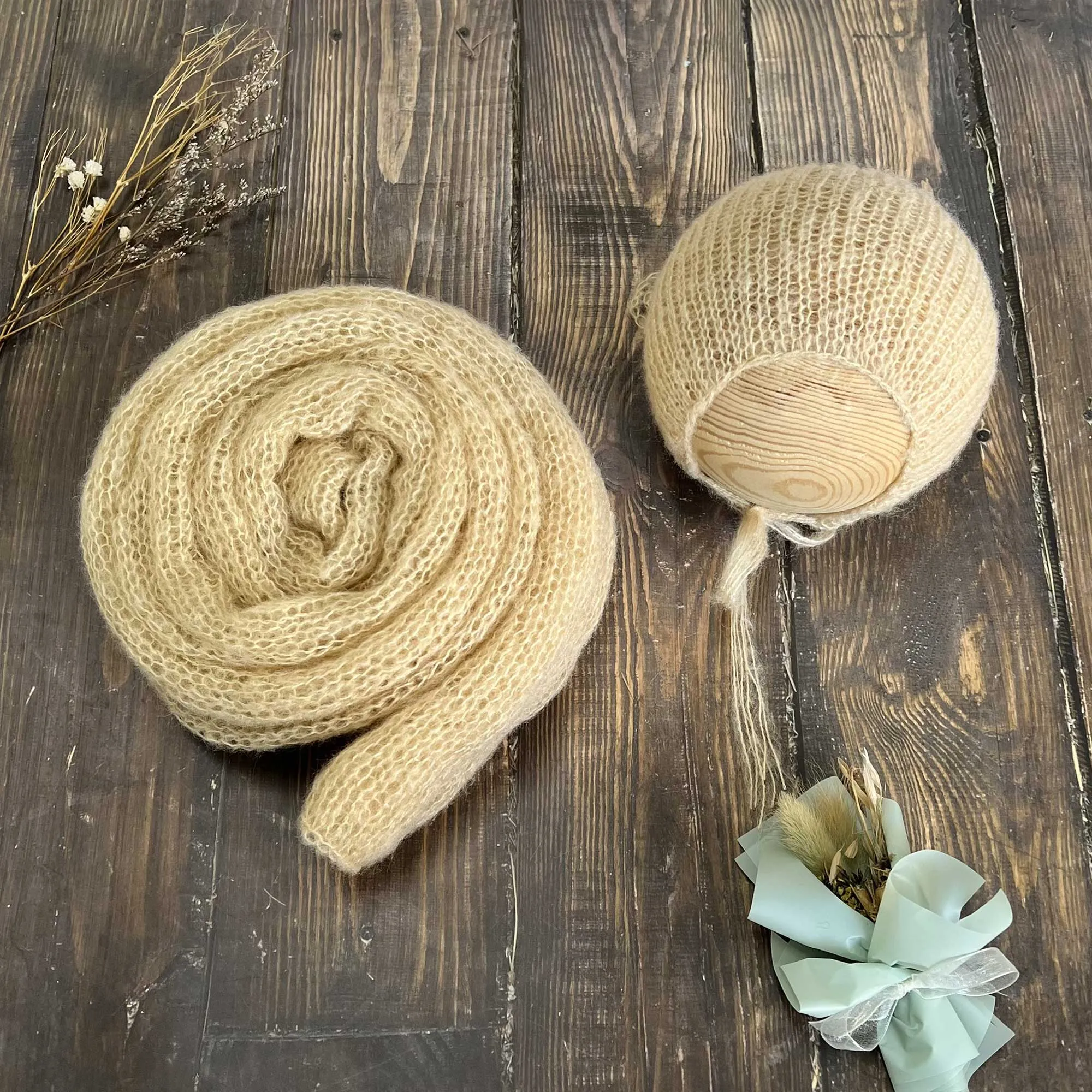 Soft Knit Wrap with Bonnet Set