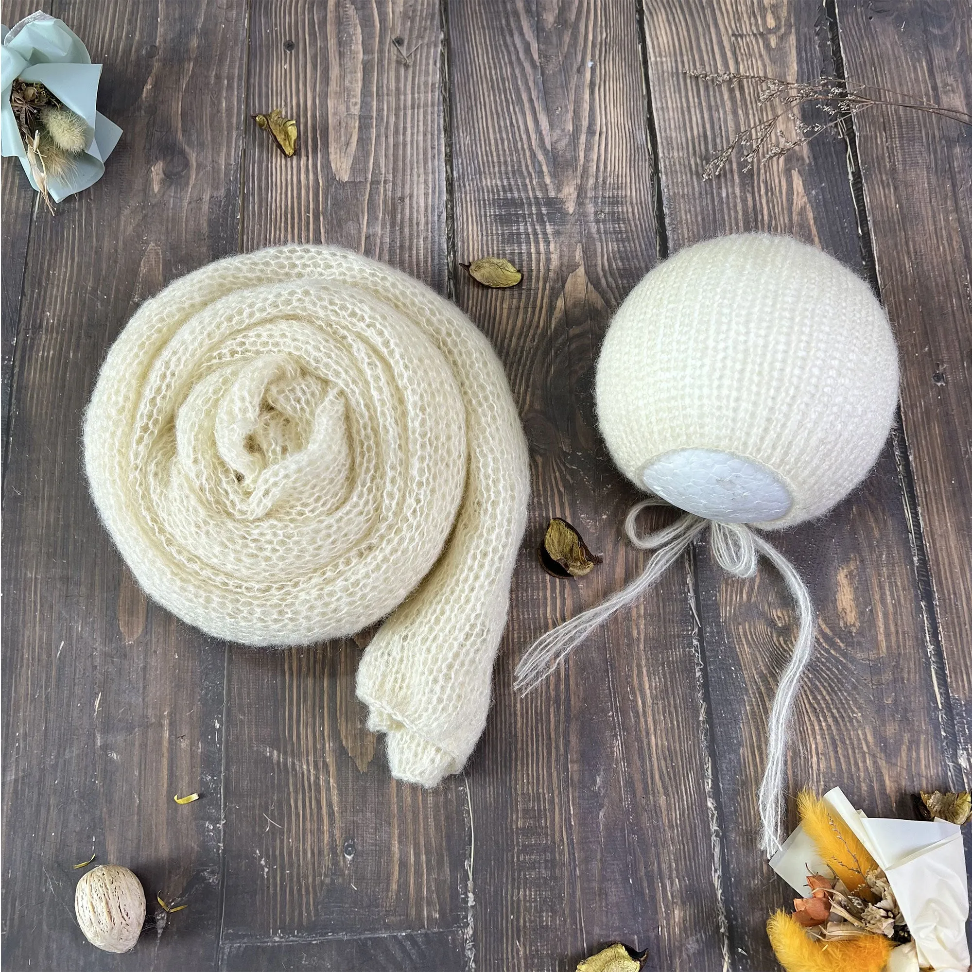 Soft Knit Wrap with Bonnet Set