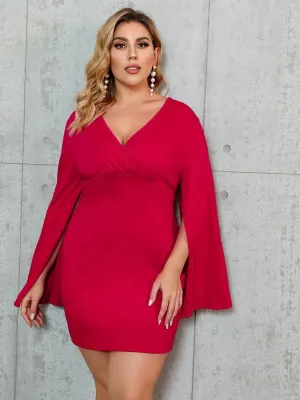 Split Sleeve Solid Dress