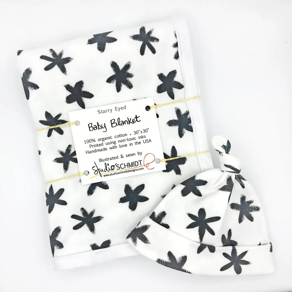 Starry Eyed Artistic Newborn Hat & Blanket Baby Gift Set