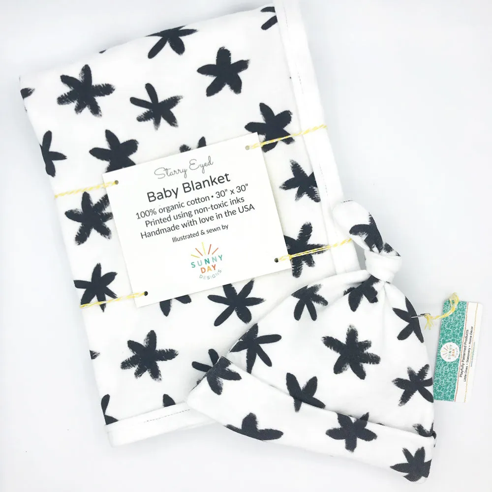 Starry Eyed Baby Receiving Blanket - Organic Cotton