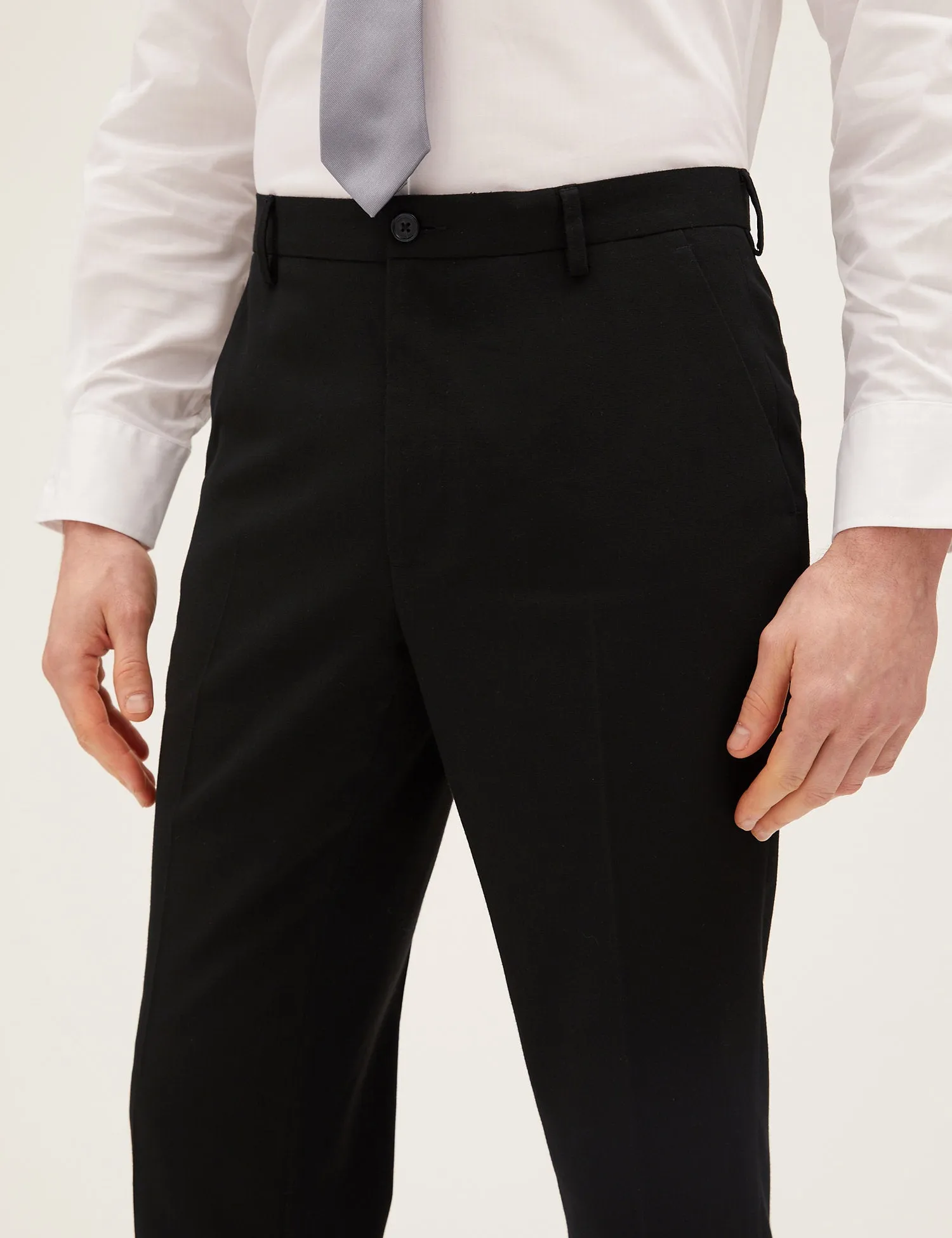 Tailored Fit Flat Front Stretch Trousers