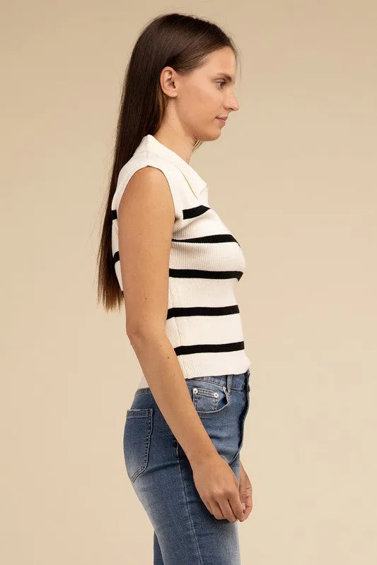 TEEK - Striped Polo Vest Top