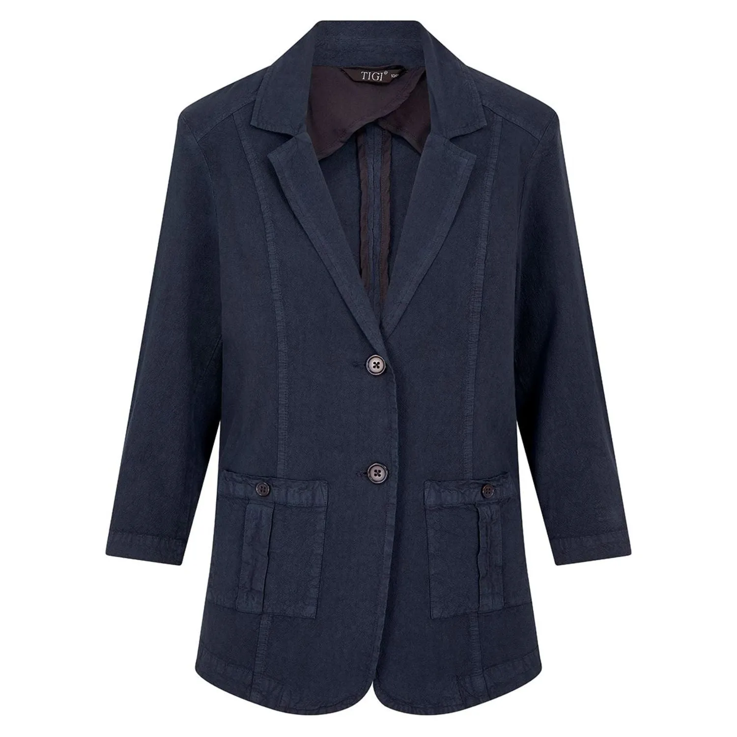 TIGI 10/12 Denim Wash Dual Pocket Blazer