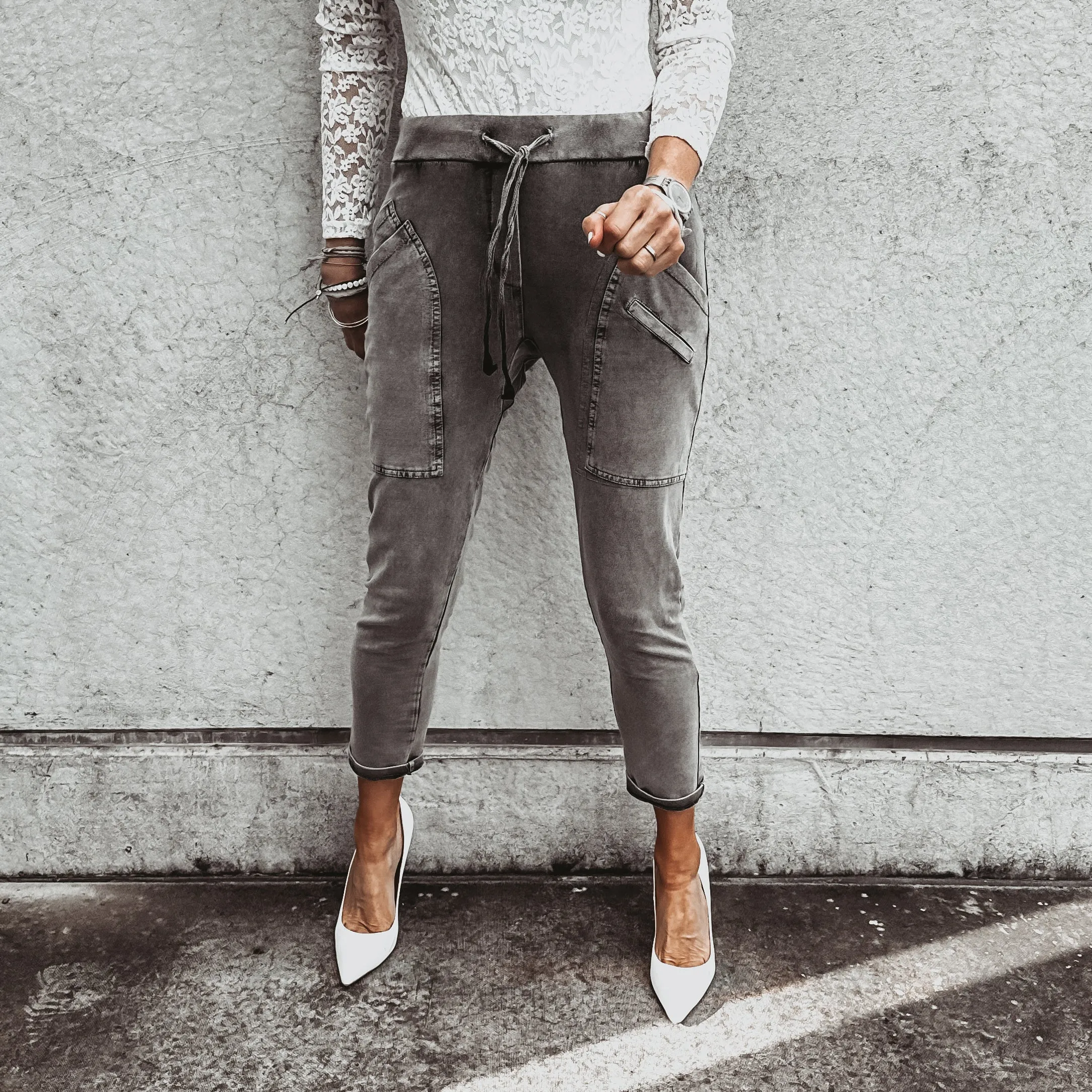 Tulum VINTAGE CHARCOAL jean joggers *SALE*