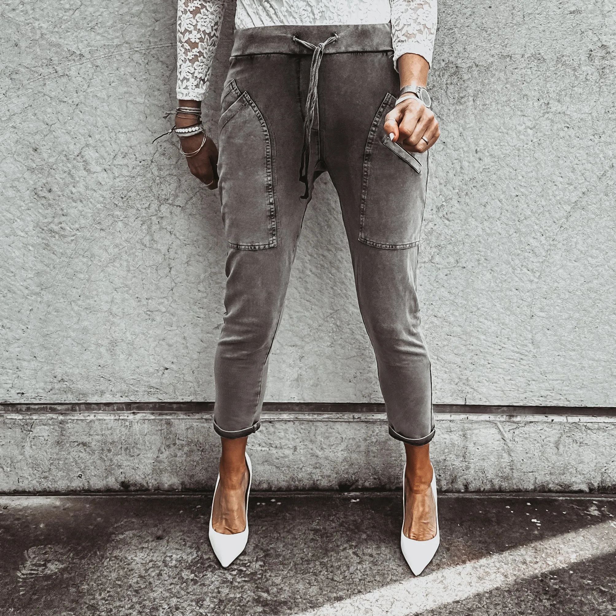 Tulum VINTAGE CHARCOAL jean joggers *SALE*